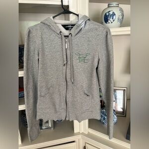Vintage Norma Kamali Gray Zip-Up Hoodie with Green Logo